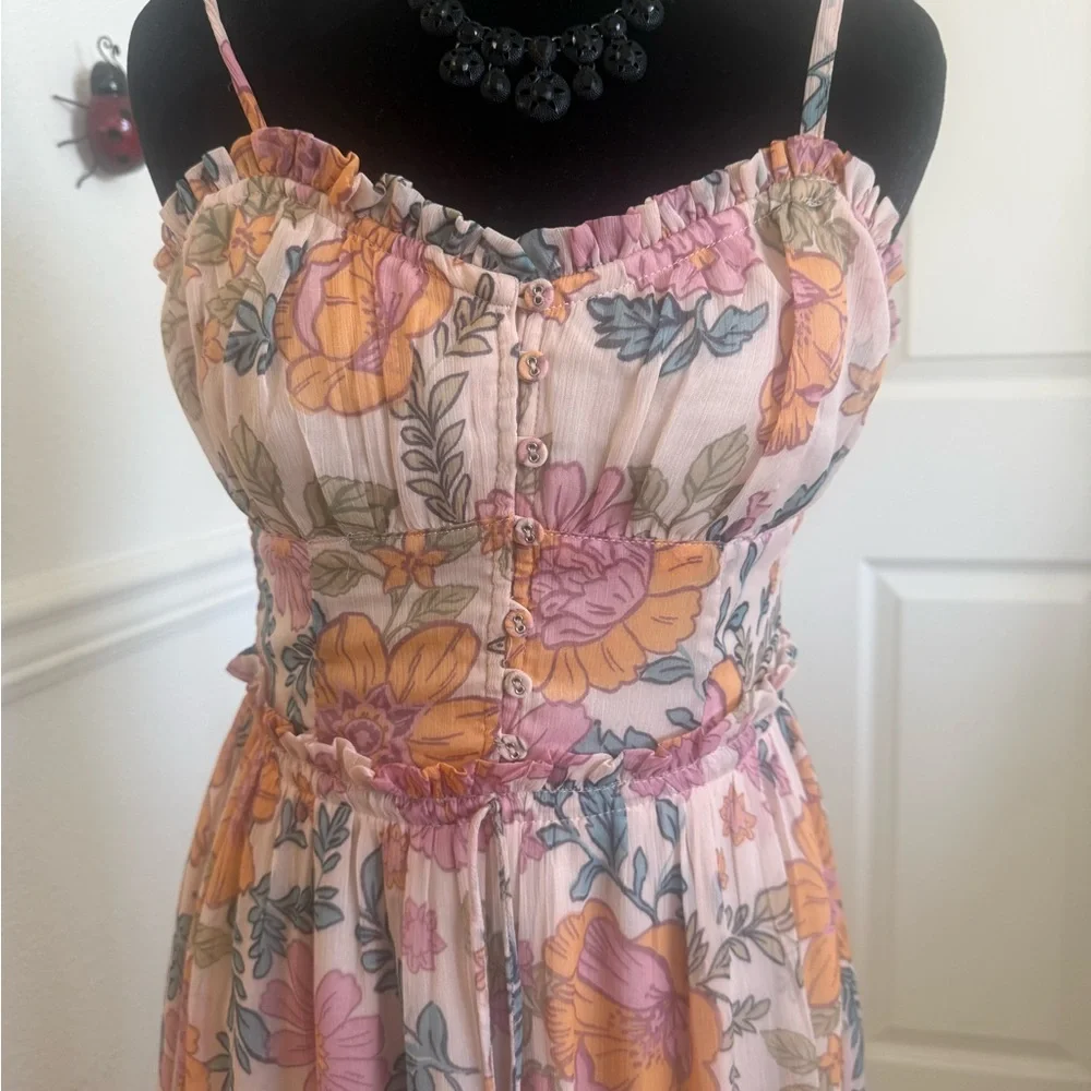 Patrons of Peace Pink and Orange Floral Maxi Dress - Picture 3 of 8